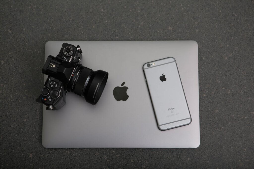 Close up of camera over black background
